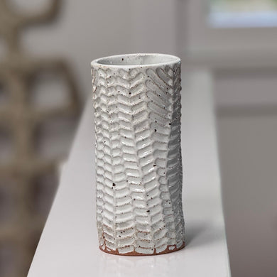 Fern Vase - glossy speckle white