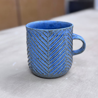 soup mug blue chevron