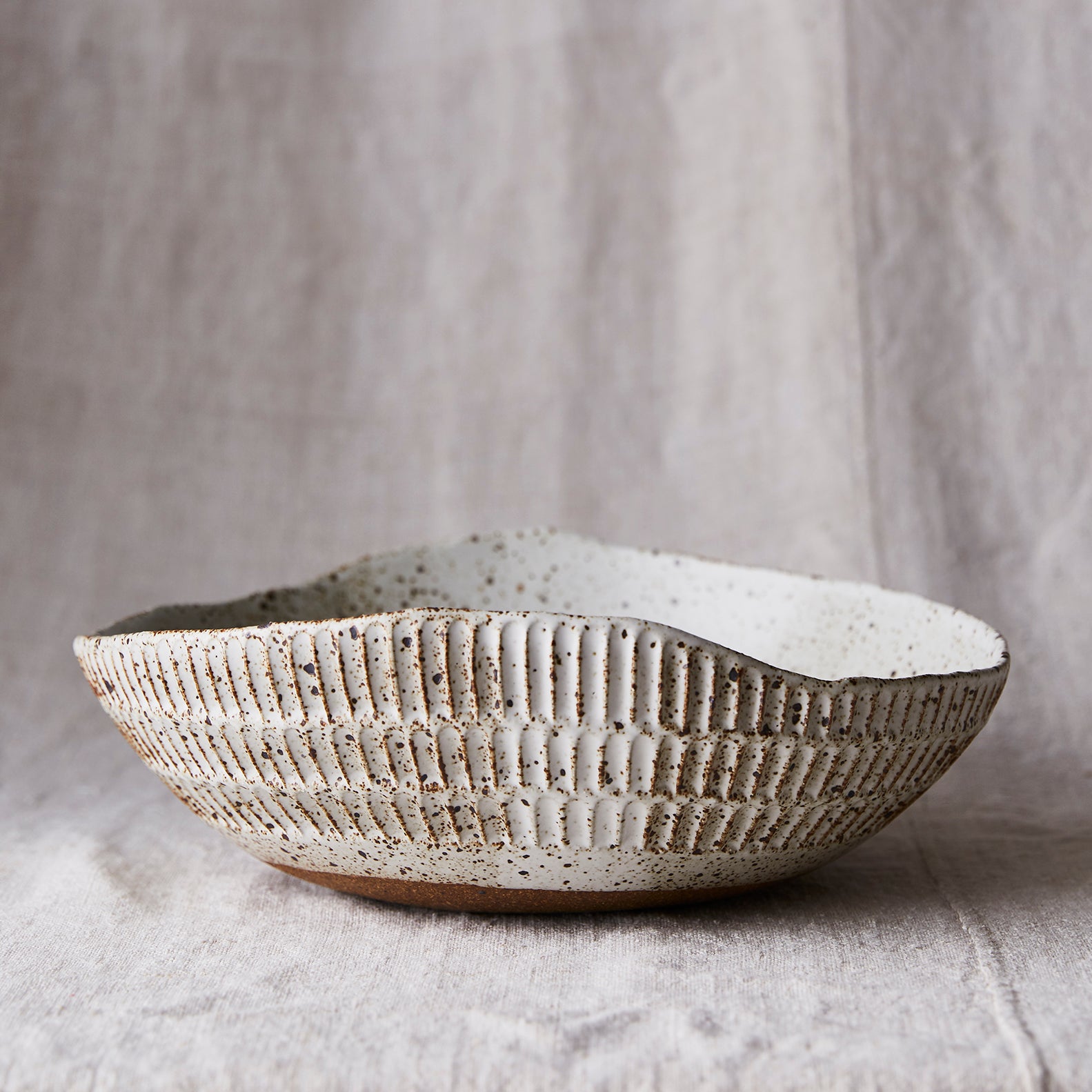 Carved Eggshell Serving Bowl